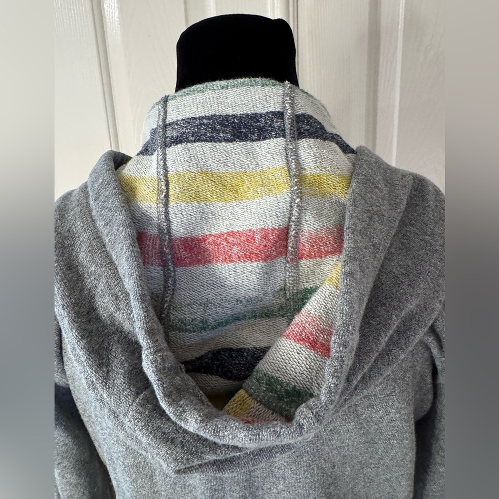 Hudsons Bay Full Zip Jacket Hoodie Sz S French Terry Retro Striped Gray Womens - Picture 7 of 15